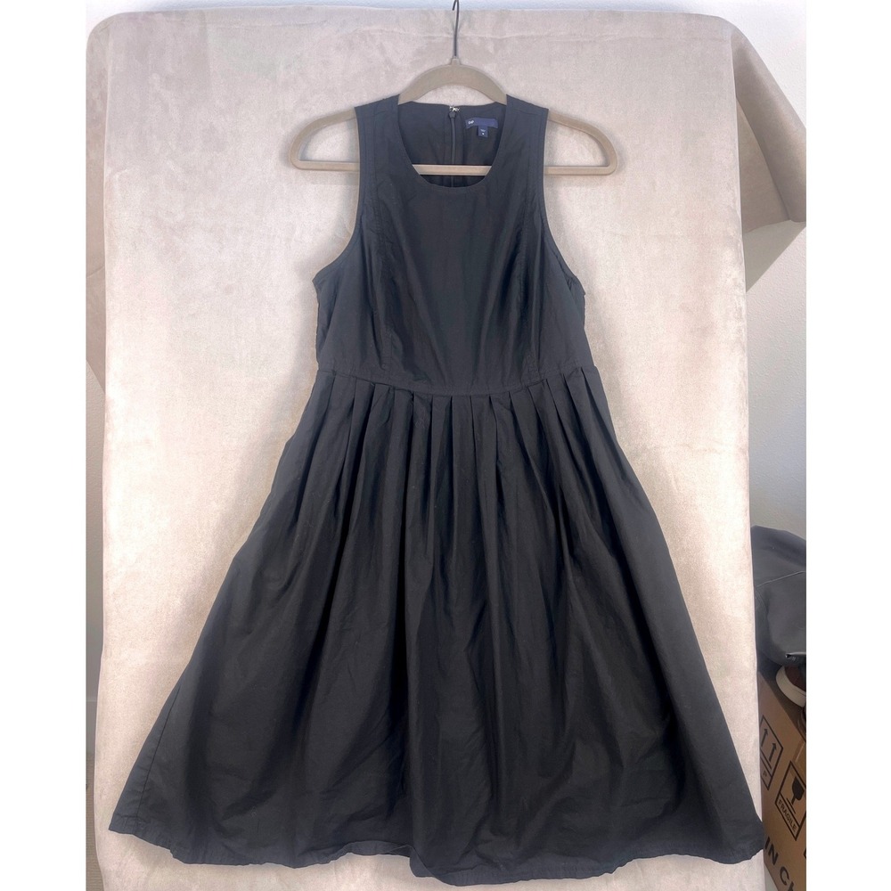 Gap Womens Sleeveless Fit and Flare Pleated Midi Dress Black Size 8